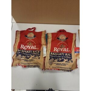 Royal Basmati Rice Bag Upcycled Tote Bag Set 2 Jute Burlap Grocery Shopper